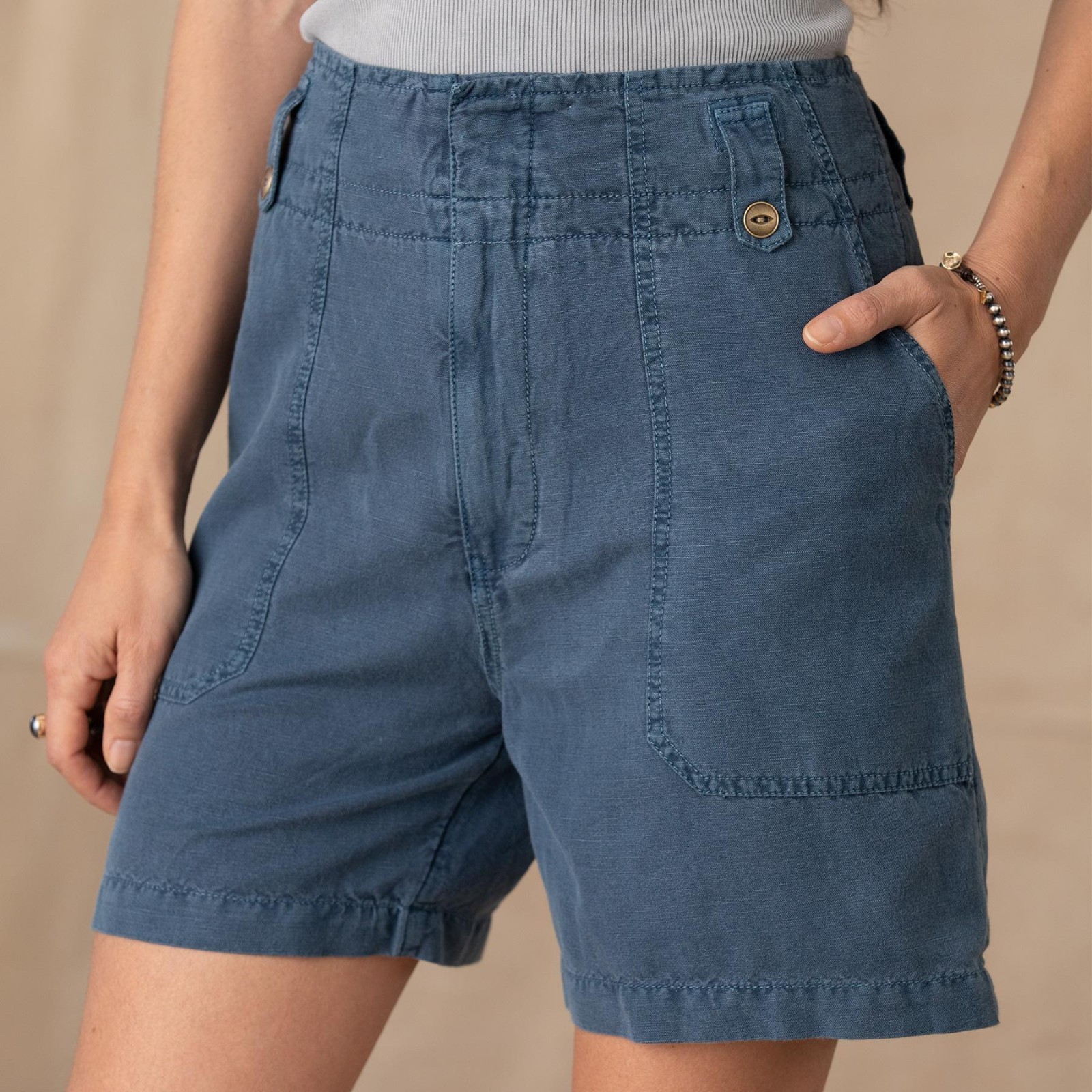 SUNDANCE Blue Mareesha Linen Blend High Rise 5.5