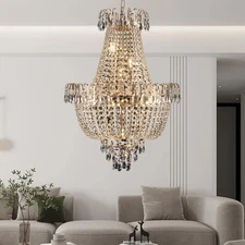 22" French Gold K9 Crystal Chandelier Large Luxury Ceiling Pendant Light Fixture