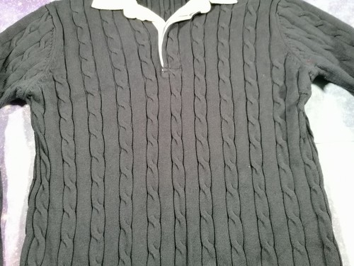 Camisa Polo De Rugby Gant Jumper Mediana Negra De Punto Cable Grueso Vintage Y2K - Imagen 6 de 13