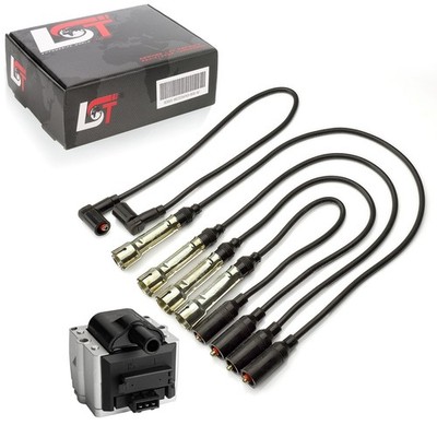Ignition Lead Set + Coil Module for VW Golf 3 III 1H 1E7 Convertible Vento 1.8