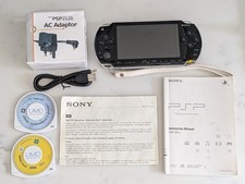 PSP 1003 Black Console, 2 Chargers, Data Card, 2 Games & Instructions. Very Good