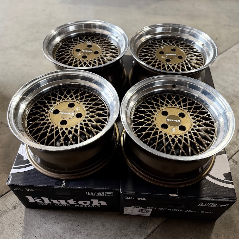 Used 15x8.5 Klutch SL1 4x100 17 73.1 Bronze Machined Lip Wheels set-4 ...