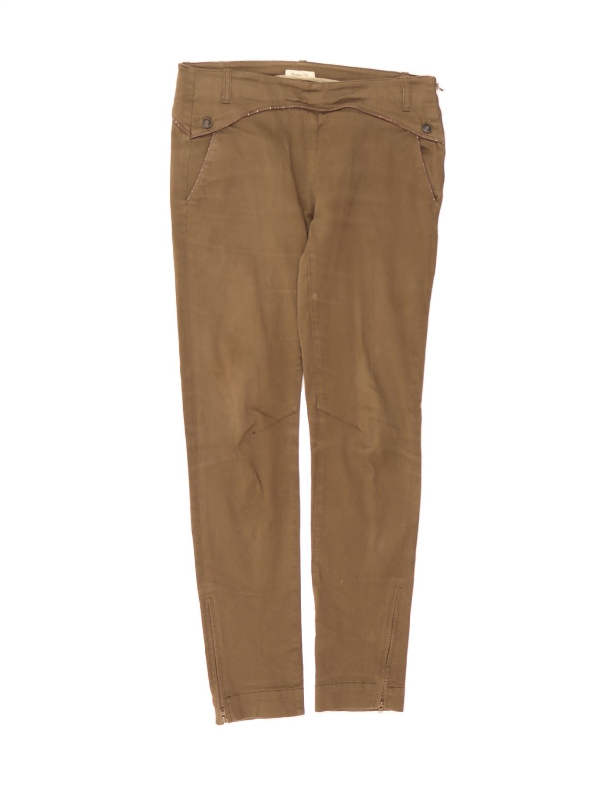 MASSIMO DUTTI Womens Slim Casual Trousers EU 38 Small W28 L28 Beige Cotton CV08