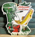 VINTAGE 1954 DATED JOHNSON SEAHORSE BOAT MOTOR 10” PORCELAIN SIGN GAS OIL