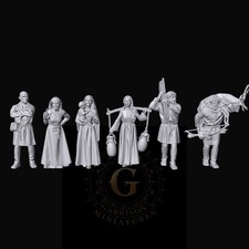 Villagers Set C: 28mm Medieval Wargame and Diorama Miniatures