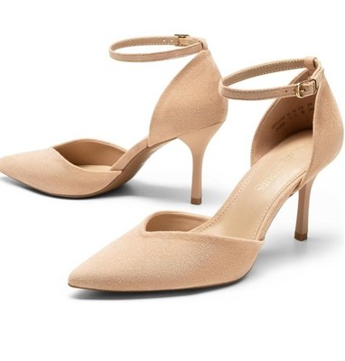 DREAM PAIRS Pink Faux Suede D'Orsay Pointed Toe Ankle Strap Stiletto US 7.5