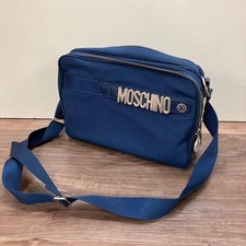 MOSCHINO Vintage Nylon Shoulder Bag With Logo In Navy Color