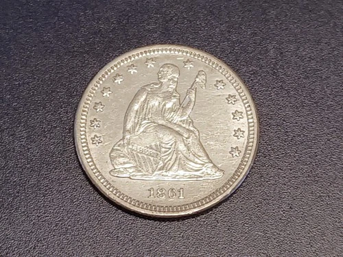 Choice AU 1861-P Seated Liberty Quarter