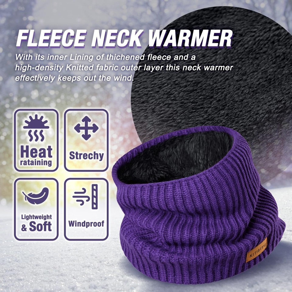 Neck Warmer Snoods for Men and Women, Neck Gaiter Tube, Multifunctional Winter Scarf with Breathable Mesh for Motorcycling, Skiing, Hiking, Cycling and Other Outdoor Sports (Black