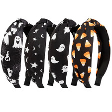 Halloween Headbands for Women Girls Knotted Hair Accessories with Ghost Candy