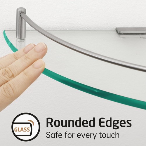 KES Glass Corner Shelf Bathroom Corner Shower Shelf Tempered Glass Shelf 2 pack' - Picture 4 of 9