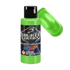 Createx Wicked Colors Fluorescent Green Airbrush Paint Color 2oz W023 - 2Z