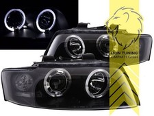 LTG Pair LED Halo Angel Eye Headlights Audi A4 B6 8E Sedan Avant 00-04 Black LHD