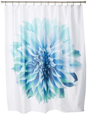 Norah Cotton Shower Curtain, Oversized Realistic Floral Print Design, Modern ...