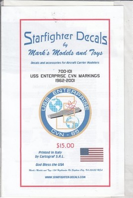 Starfighter Decals 1/700 #700-101 USS Enterprise CVN Markings 1962-2001 Decals