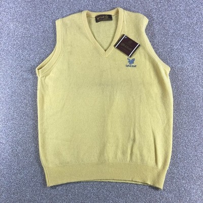 Vintage Lyle And Scott Vest Mens S Small Yellow Hawick Scotland Wool V neck