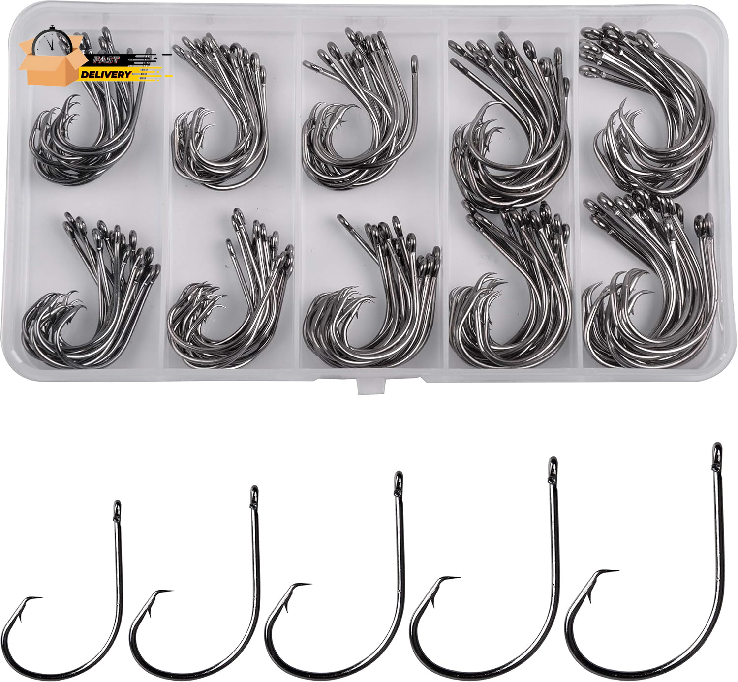 Circle Hooks Saltwater Fishing Hook - 50/150Pcs In-Line Straight Eye Circle Hoo