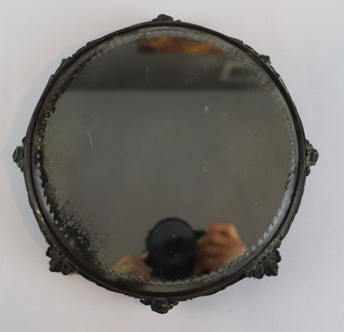 Antique 12” Beveled Glass Footed Vanity Mirror, Perfume - Picture 2 of 2