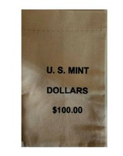  U.S. MINT $100.00 DOLLARS COTTON CANVAS BAG NO COINS *EMPTY* NEW 7-3/4x 4-3/4