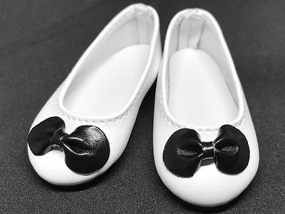 Weiße schwarze Schleife flache Ballerinasuppenschuhe für 1/4 MSD BJD Minigebühr, Harz