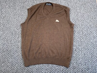 EMBLEM V-NECK KNIT VEST - BROWN