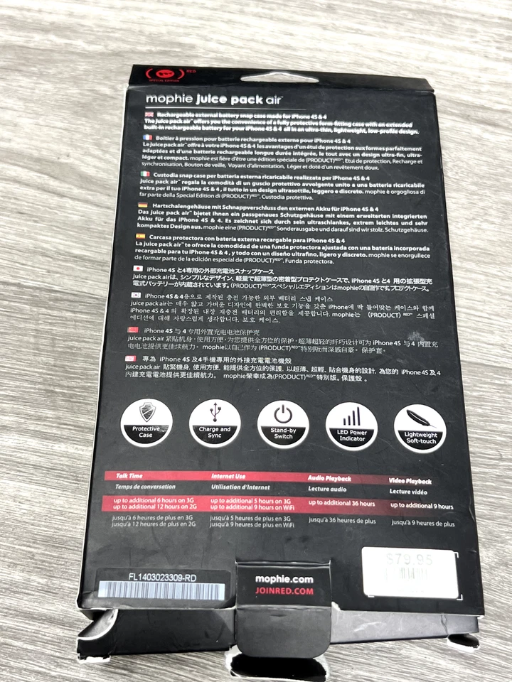 Funda Batería Aire Mophie Juice Pack para iPhone 4/4s - Roja Foto 4 de 4