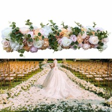 Artificial Silk Flower Row Panel Wedding Draping Floral Garland Backdrop 100cm