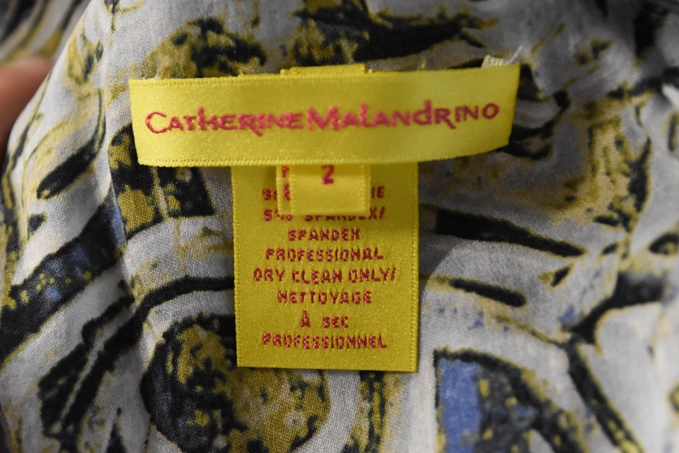 Платье Cathrine Malandrino размер 2 синее белое оболочка шелк выше колена повседневное - Изображение 4 из 4