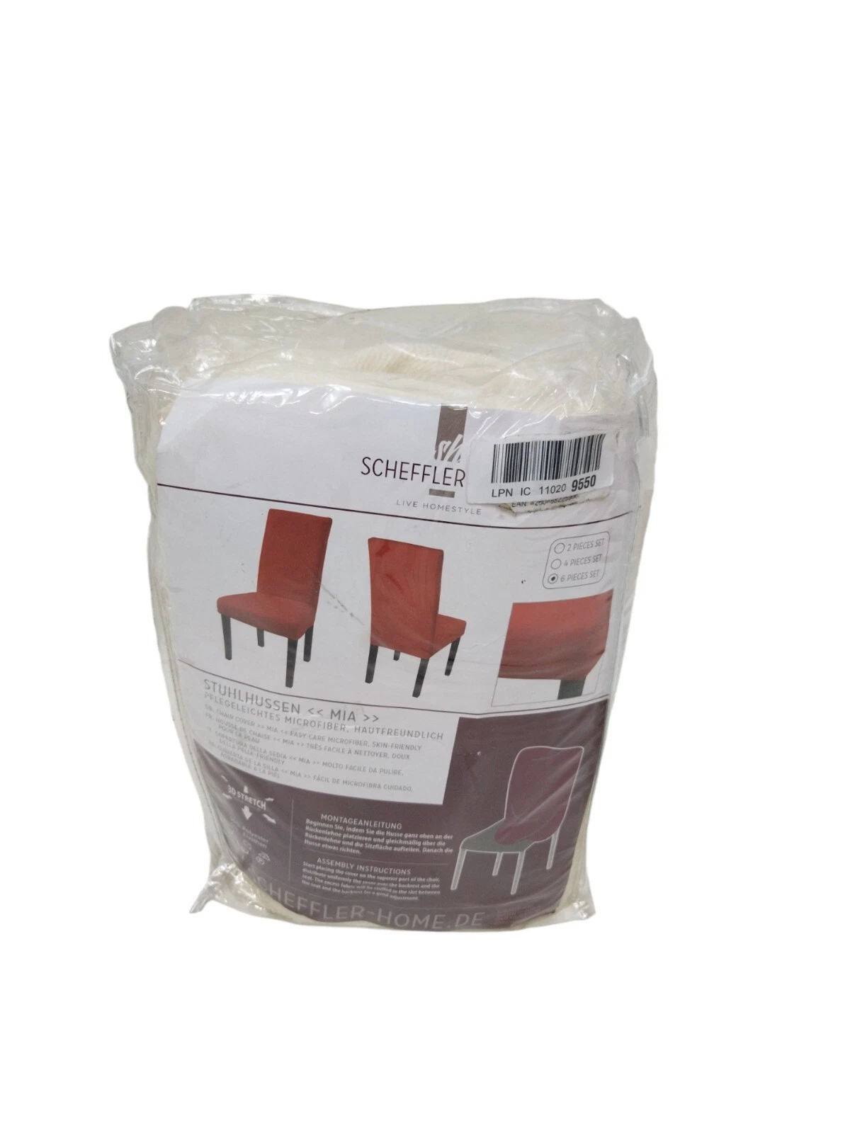 SCHEFFLER Stuhlhussen Mia Stretch Microfaser 6er Set in Beige Stuhl Überzüge - Bild 1 von 2