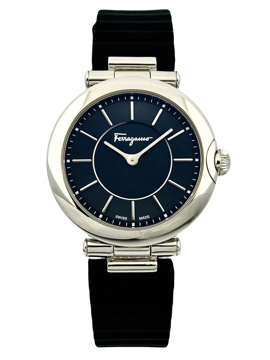 Salvatore Ferragamo FIN01 0015 Black Sun-ray Guilloche Dial Black