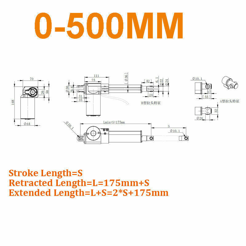 DC 12V Linear Actuator 8000N 1800Llbs 4~40inch Optional Linear Motor Heavy Duty - Picture 4 of 31