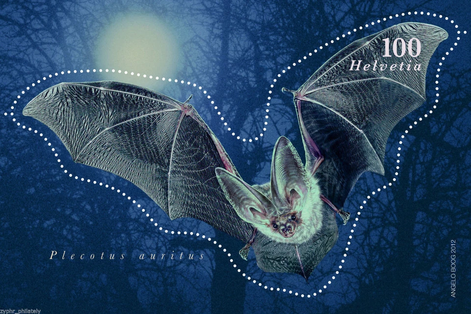 Switzerland - "BROWN LONG-EARED BAT" Unique Embossed MS + FDC 2012 - Image 2 of 4