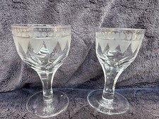 2  (GOOD CONDN) Antique Fine Quality Ground C18th Sherry Port Wine Glasses