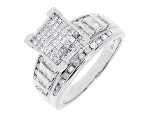 Authentic White Gold Plated Ladies Invisible Princess Diamond Engagement Wedding Ring 1 ct