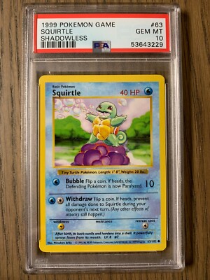 ゼニガメ 英語版 Shadowless Squirtle PSA9 ゼニガメ 英語版 Shadowless Squirtle PSA9 Squirtle
