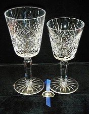 Tipperary Crystal "Dove Hill" (6 Sided Stem) Water & Wine Glasses