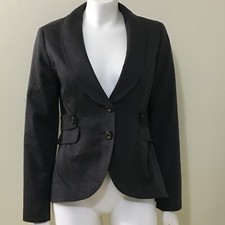 CAbi Work It Jacket Women's Sz 2 Gray Peplum Cotton Blend 2B Blazer