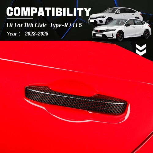 4pcs Gloss Carbon Fiber Door Handle Panel Covers For 11th Civic Type R FL5 - Foto 5 di 7