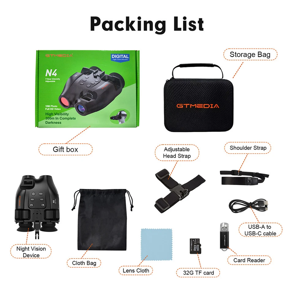 4K Night Vision Goggles Digital Infrared Binoculars Rechargeable Hunting Camera - Image 2 of 4