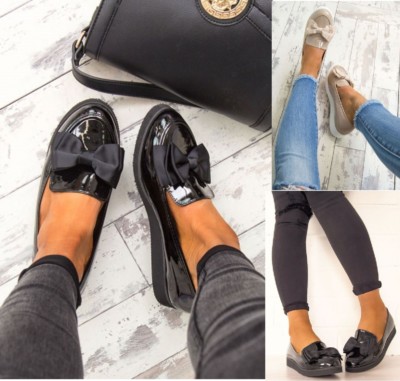 ladies black chunky loafers