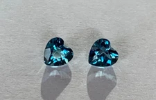 Andy's Gem Garage Sale - 5mm Heart Pair London Blue Topaz  - Natural GEMS!