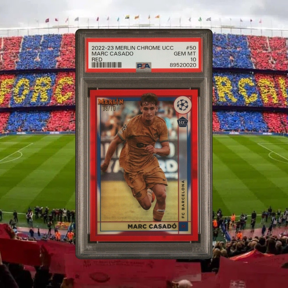 2022-23 Topps Chrome Merlin UCC Barcelona RC Marc Casado Red /10