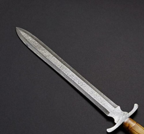 Hand Forged Viking Sword, Custom Handmade New Damascus Steel Sword with Leather - Picture 3 of 5