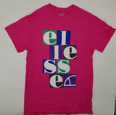 $70 Ellesse Amauri Men's Pink Graphic T-Shirt Logo Crew-Neck T-Shirt Size XL
