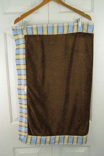 Trend Lab Guitar Baby Blanket Brown Blue Orange Plaid Trim Music Notes Security - Picture 6 of 7