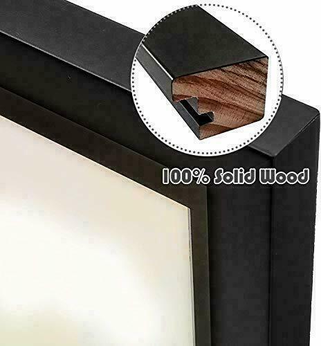 9x18 Black Wood Collage Frame Black Mat for Three 5x7 Pictures Wall Mounting - Picture 5 of 7