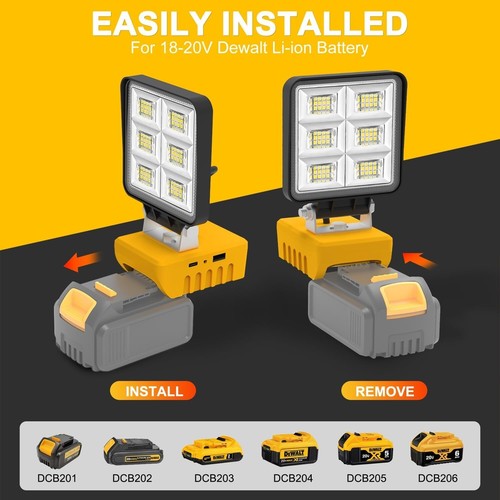 LED Work Lights for Dewalt 18v Battery DCB201 DCB202 DCB203 DCB204 DCB205 DCB206 - Picture 5 of 13