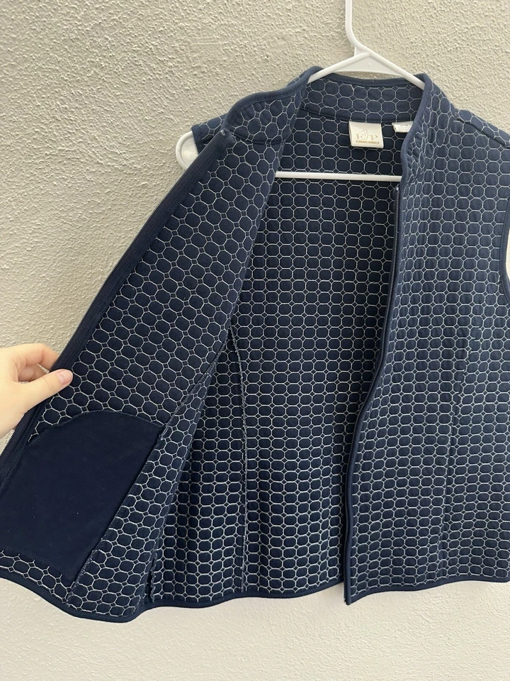 Chaleco EP Pro para mujer talla mediana azul marino acolchado cremallera sin mangas Foto 3 de 4