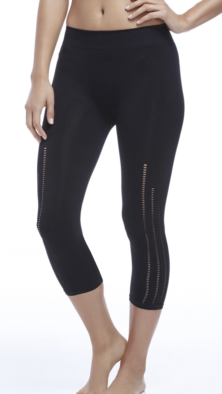 Fabletics Seamless Solid Capri Leggings Black Sz … - image 1