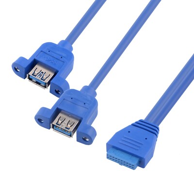 Euroharry Dual USB 3.0 Ports Eine Buchse auf Motherboard 20-Pol Header Kabel